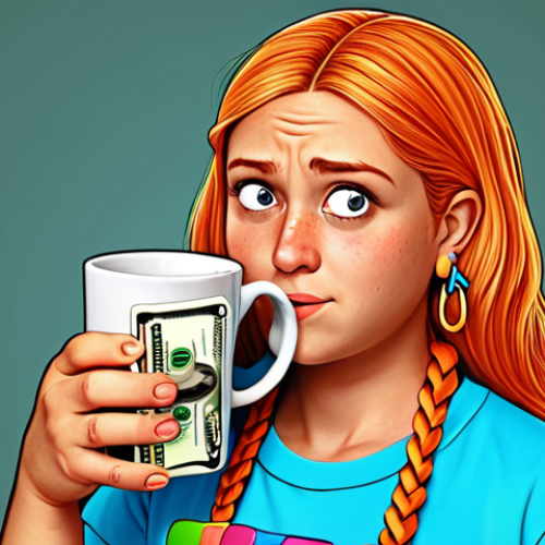 Home 11 **Prompt:** A colorful, whimsical illustration featuring cute "Mimi" characters on a variety of affordable merchandise like T-shirts, mugs, and keychains. The background subtly shows a concerned face with a thought bubble showing money, hinting at budget limitations. The style is vibrant and appealing to a younger audience.
